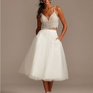 David’s Bridal Tulle Midi Skirt with Pockets